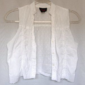 Y2K Boho White Cropped Blouse/Vest Size S Upcycled